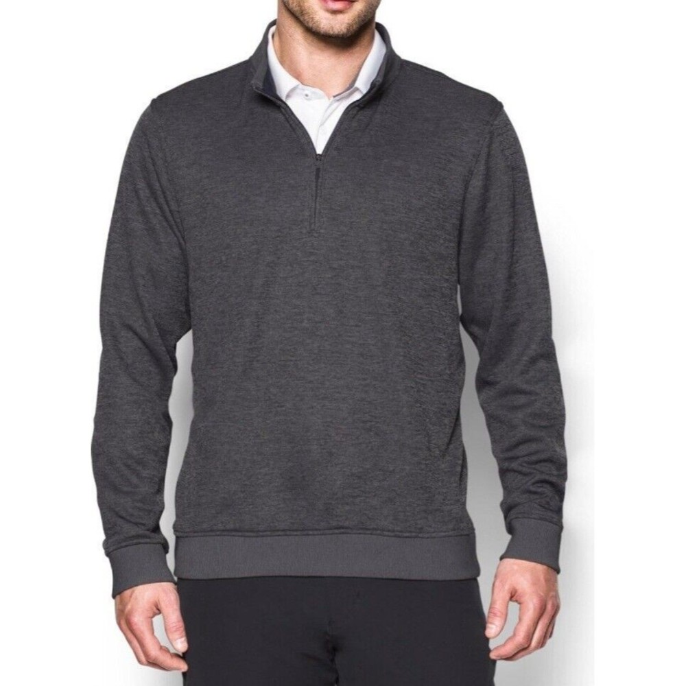 Under Armour Men's Large Golf Storm Sweater  Gray Fleece 1/4‎ Zip Long Sleeve